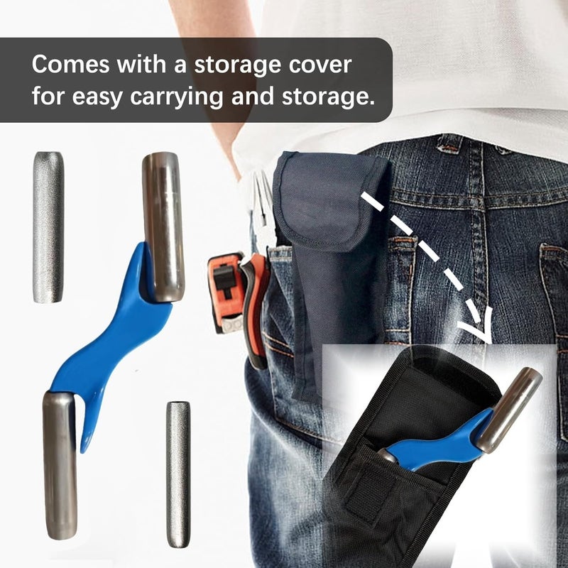 Bassadoro 4 Sizes Barrel Jointer with Storage Bag Masonry Brick Jointer Tool Steel Handle Lightweight Bricklaying Trowel Builder Tool for Wall Renovation Ceramic Tile 1/2in 5/8in 3/4in 7/8in,Blue-With Bag - Image 4